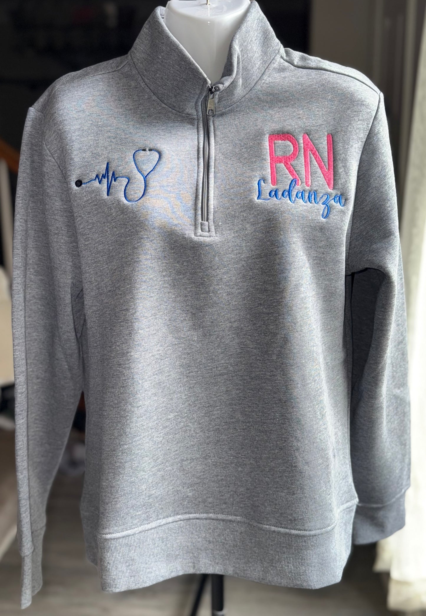 Custom Embroidered Healthcare Quarter Zip Pullover – Nurse, CNA, NP, MD